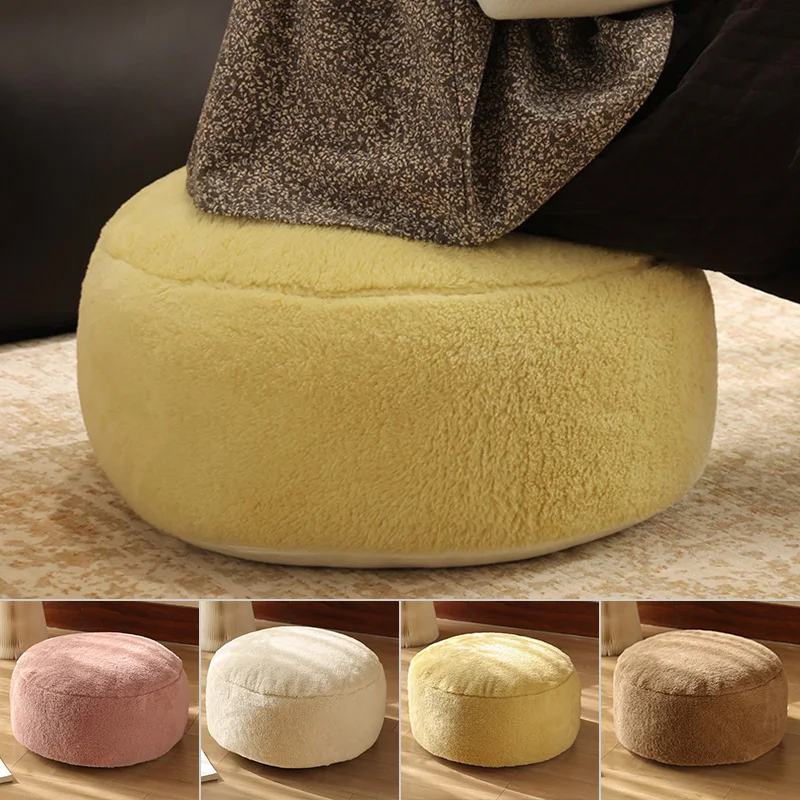 50cm Washable Plush Cushion Cover Round Futon Tatami Floor Footstool Cover HomeDecor Moroccan Ottoman Meditation Pouf No filling