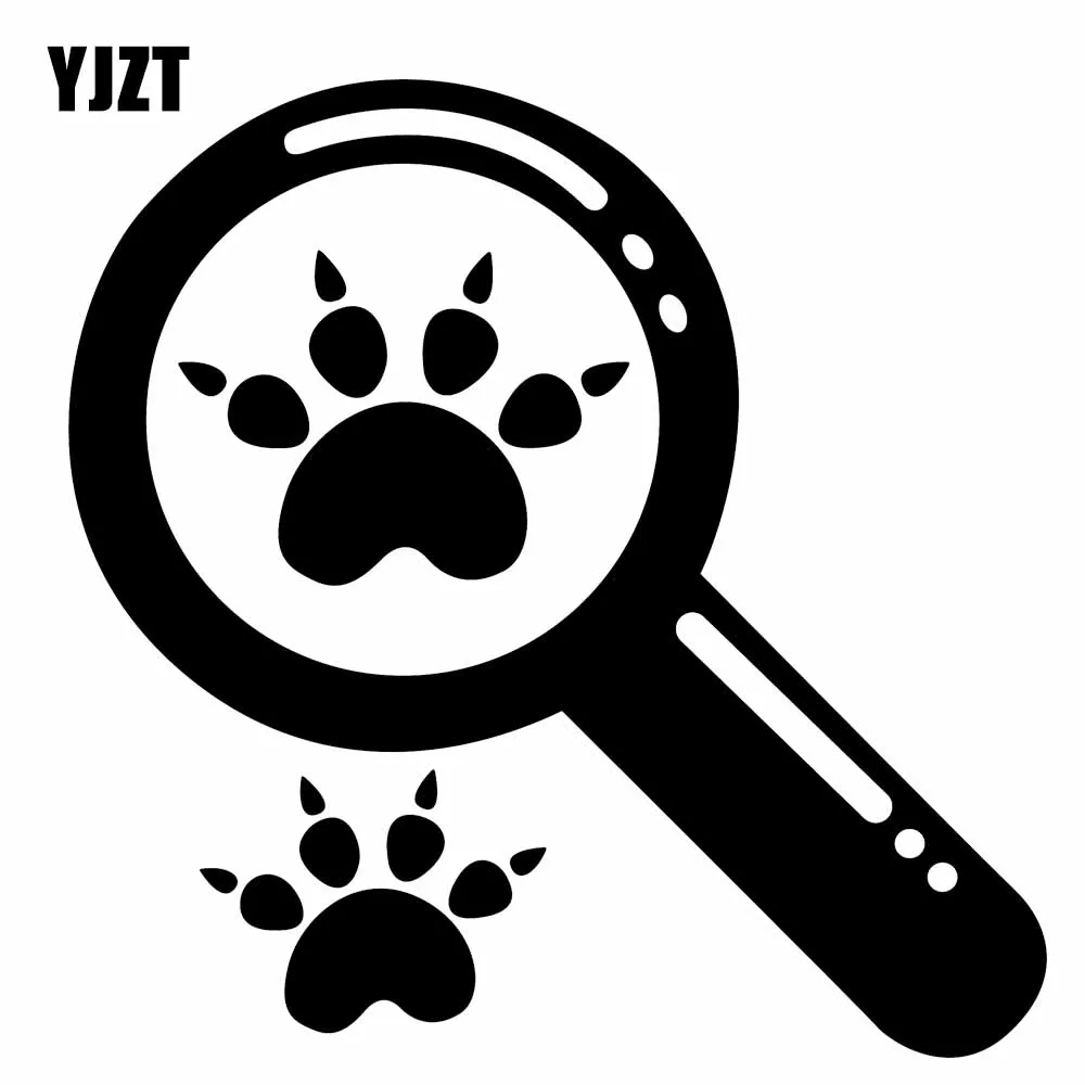 YJZT 17.7cmX17.6cm Interesting Animal Decorative Magnifier Dog Paw Print Vinyl Car Sticker