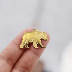 2pcs Grizzly Bear Charm for Jewelry Making Cute Animal Earring Pendant Bracelet Accessories Diy Craft Supplies