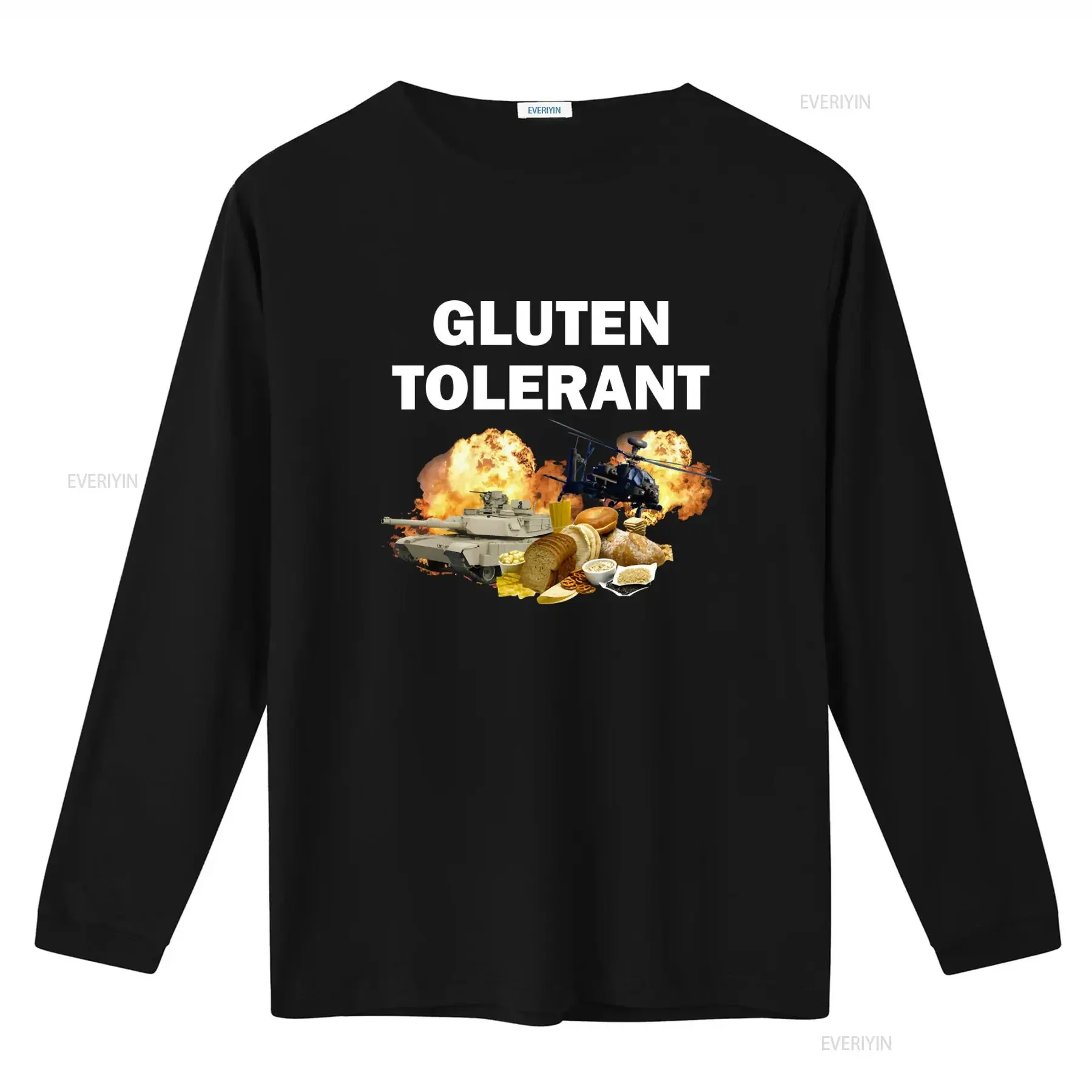 Gluten Tolerant T Shirt Humor Funny Meme Offensive Satire Military Food Explosion Design vintage Washed Top For Everyday Wear