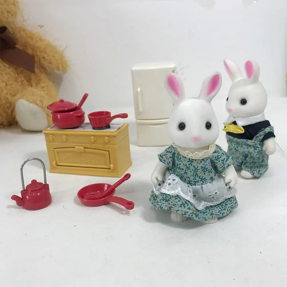 Coniglietto pasquale famiglie animali della foresta scala 1:12 miniature di case delle bambole accessori coniglio orso renna finta di giocare per ragazza Gif