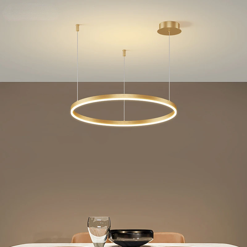 Modern Brushed Rings Led Chandelier Home Lighting Ceiling Mounted For Living Room Bedroom Hanging Lamp Gold&Coffee Color Lights