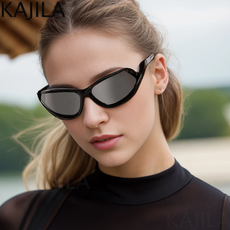 Y2K Punk Sports Cat Eye Sunglasses Women Men 2024 Luxury Brand Rectangle Sun Glasses For Ladies Goggle Shield Wrap Eyewear Shade