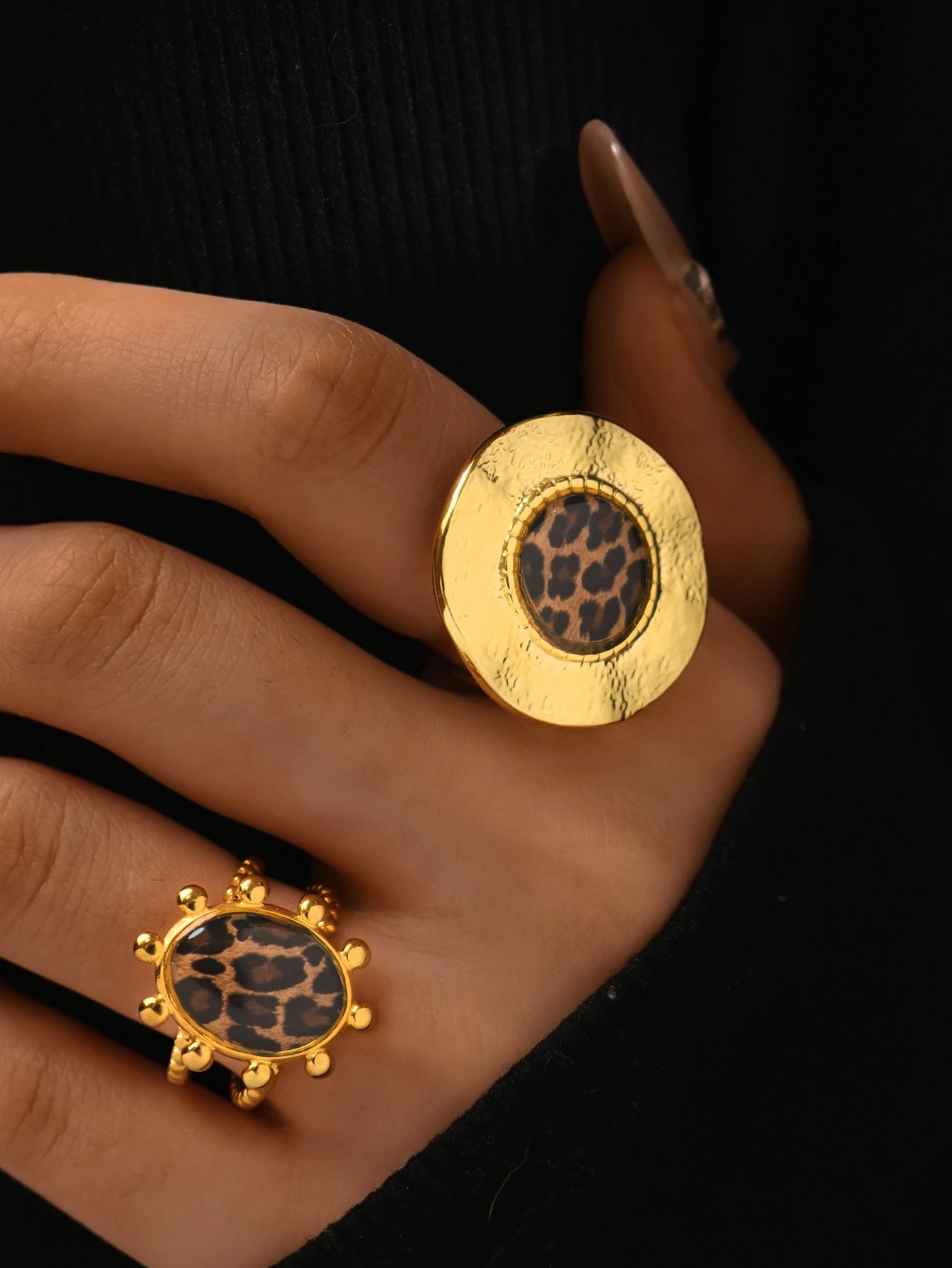 Minimalistische 18K PVD vergulde 304 roestvrijstalen ringen dikke sieraden hoge kwaliteit charme stijlvolle Boho Leopard gouden sieraden