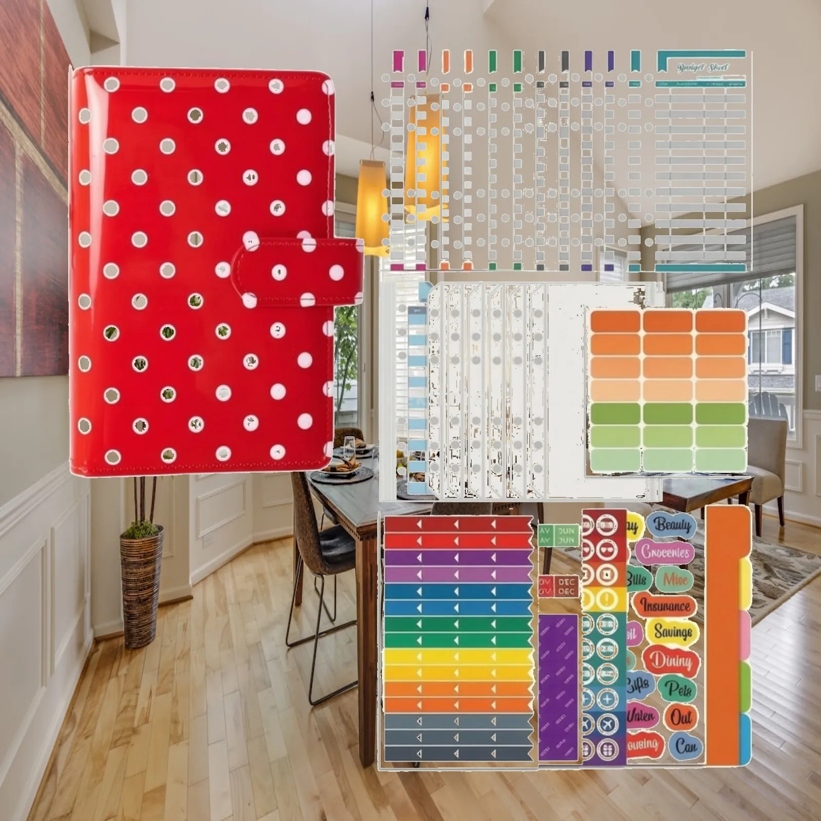 a6-budget-notebook-with-accessories-horizontal-ruled-pages-polka-dot-pu-cover-notebook-with-pen-slot-for-students