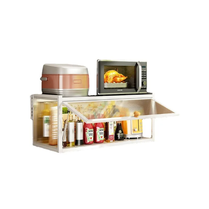 

Dust-proof and non-punching wall hanging wall, kitchen cabinet, lower shelf microwave oven, pots and pans