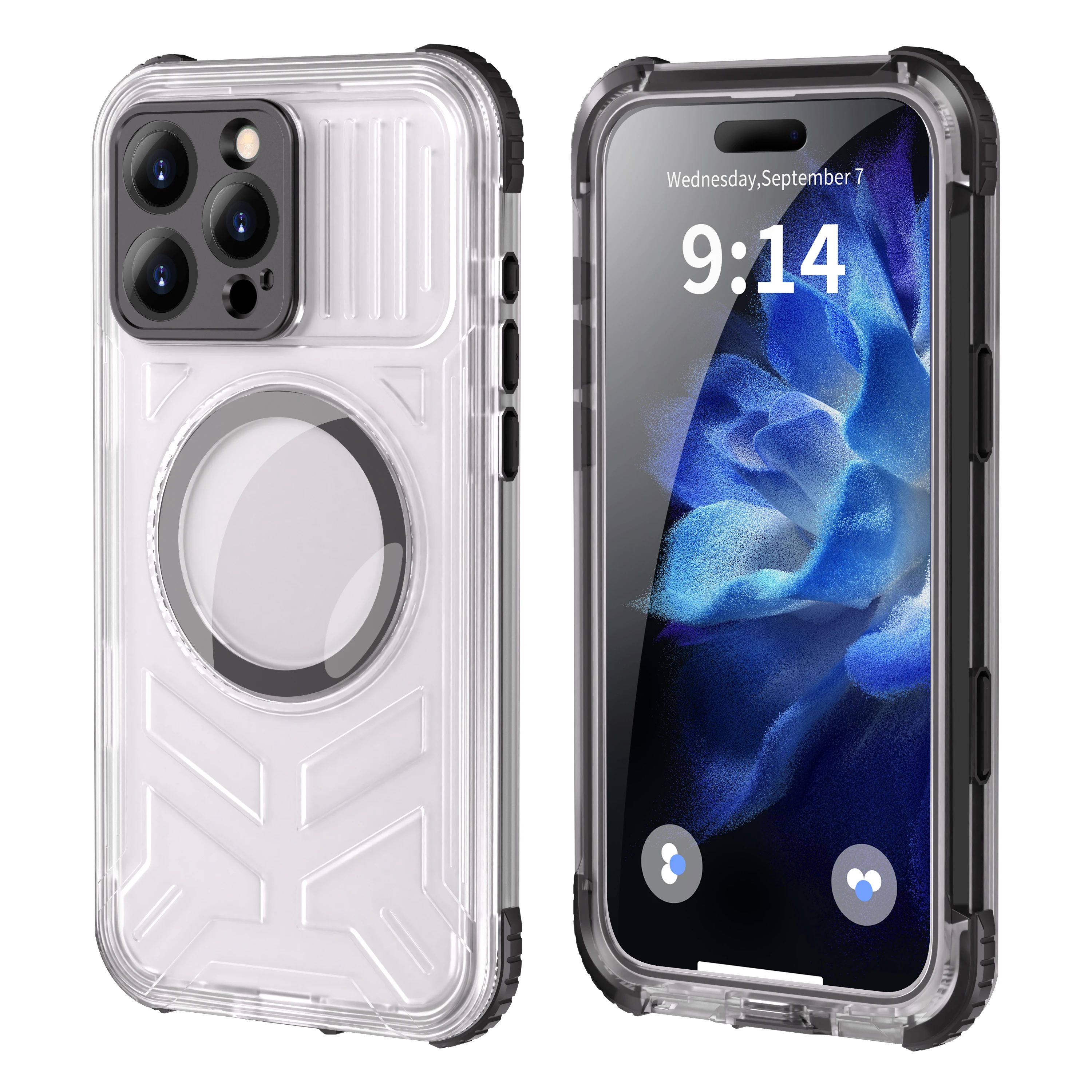 

For iPhone 16 pro Max Transparent Screen Protector Case - IP68 Waterproof Anti-Fall Dustproof Latest Phone Armor Design