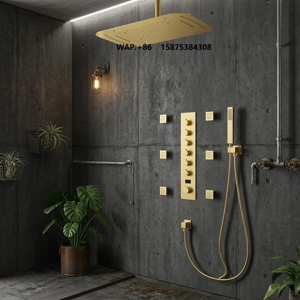 LED Shower Head 304 Stainless Steel Ceramic Valve Core Concealed Shower Set Ceiling Shower System Rain Spray Multi Functional