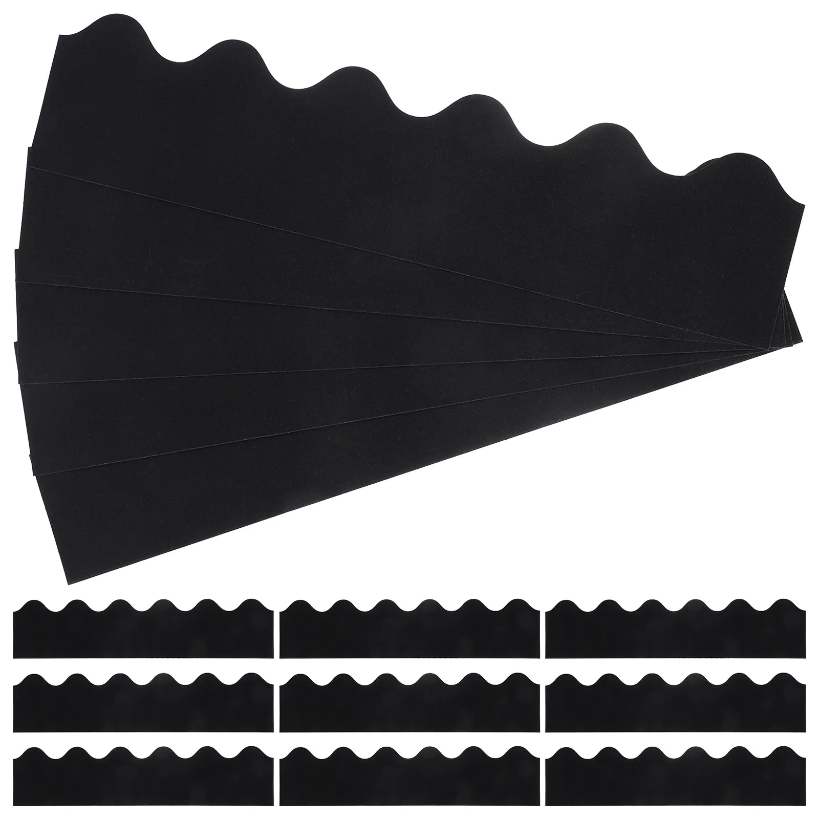 

30 Sheets Black Scallop Border Trim Sticker for Bulletin Boards Blackboards Chalkboards Whiteboards Walls Windows Classroom