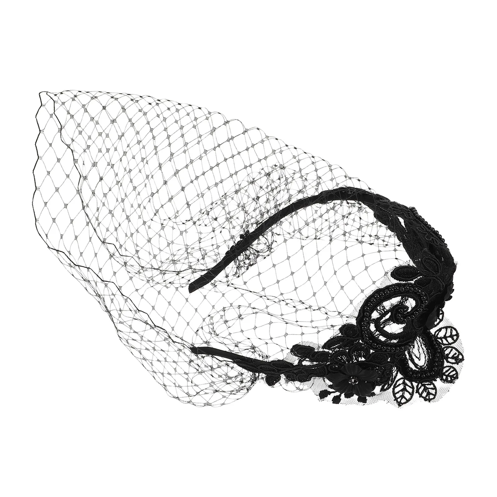 Elegant Rhinestone Mesh Veil Headband Vintage 1920S Flapper Fascinator Bridal Wedding Hair Hoop Retro Brides Bridesmaids Tea