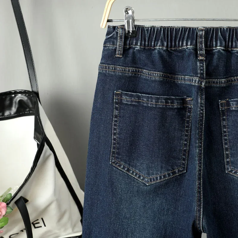 Jeans Wanita Ukuran Besar XL-6XL Jeans Longgar Pinggang Tinggi Wanita Celana Harem Denim Longgar Jeans Ibu Pakaian Wanita Musim Semi