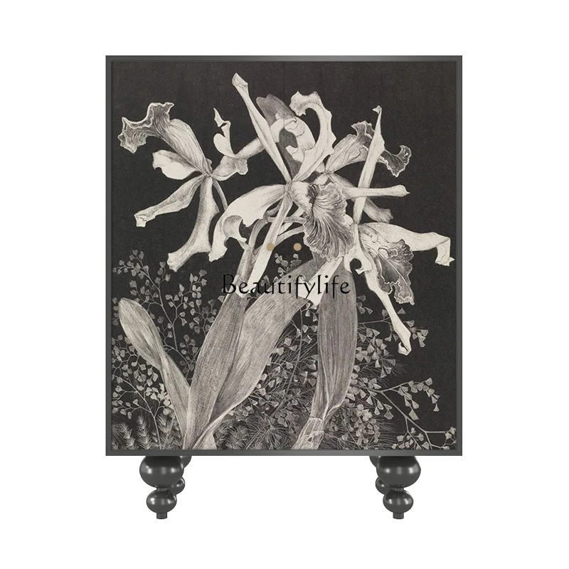 

*French medieval wabi-sabi wind walnut home shoe cabinet porch multi-functional storage cabinet