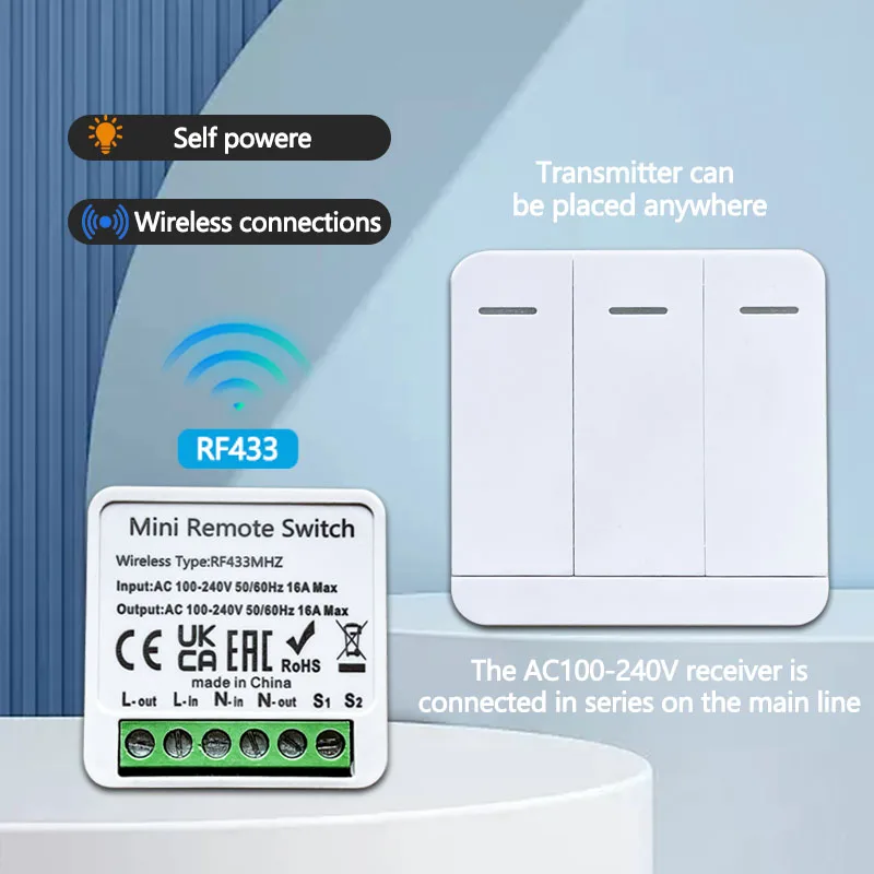 Wireless Light Smart Switch RF 433Mhz Transmitter 4 styles of remote controls Relay Receiver Module For Smart Home Devices DIY