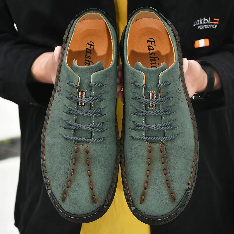 Men Casual Shoes in Autumn Hand Sewn Soft Sole Soft Surface Breathable  Comfortable Driving Shoe Size (38-48)