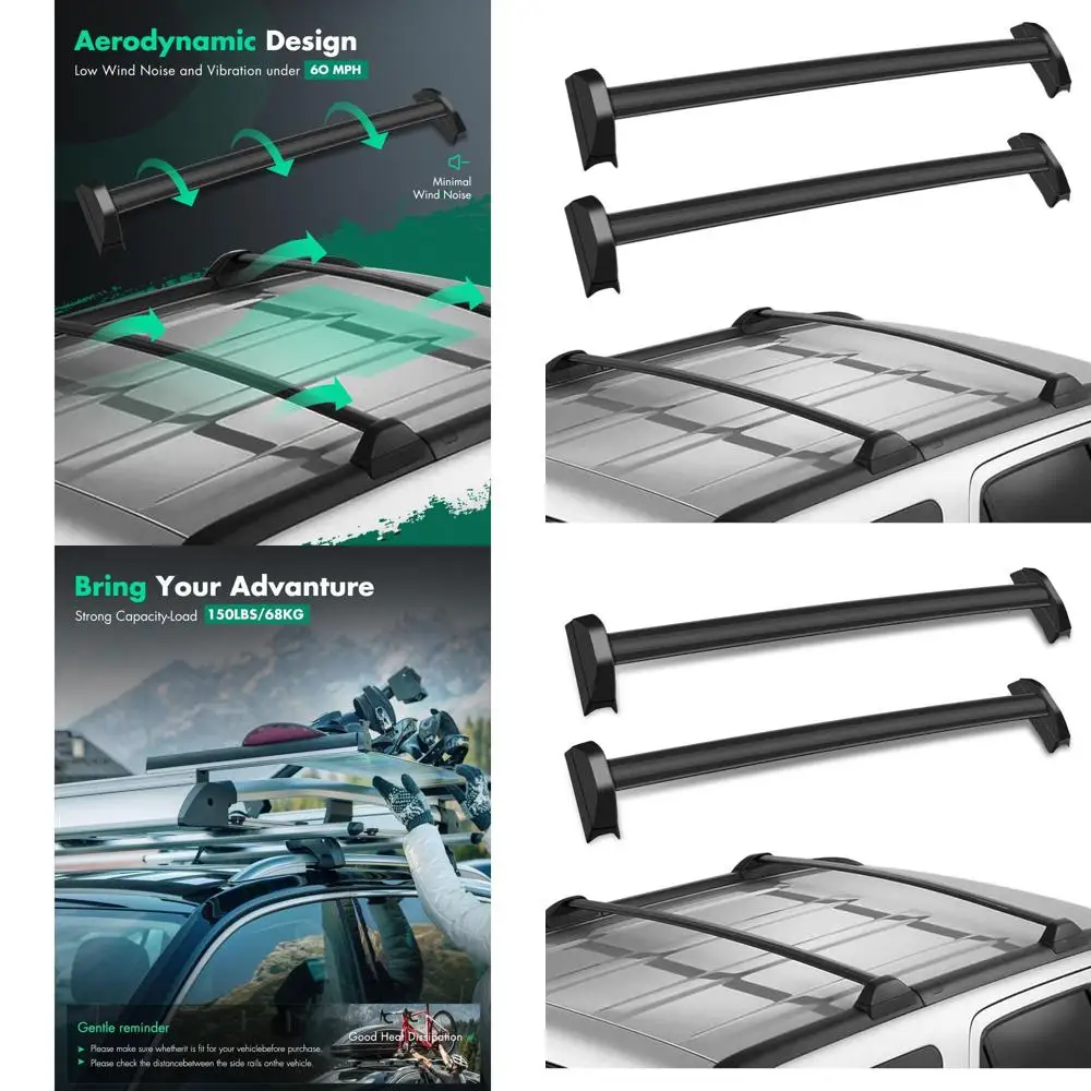 

CR-V 2002-2006 Black Roof Rack Crossbars Luggage Carrier, 2-Piece Top Mount Luggage Rack