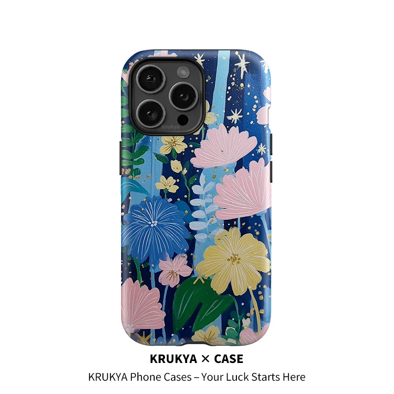 

Чехол для телефона Krukya Flower для iPhone SE 2022 16 15 14 Plus Pro Max X XR XS 13 11 12 Pro Max, противоударный матовый акриловый чехол из ТПУ