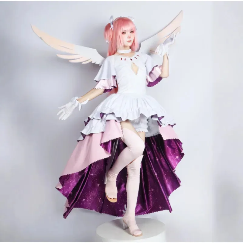 أزياء أنيمي Puella Magi Madoka Magica Kaname Madoka الذهبية التأثيرية أزياء المعركة الموحدة فستان الملاك ملابس الفتيات لحفلات الكرنفال