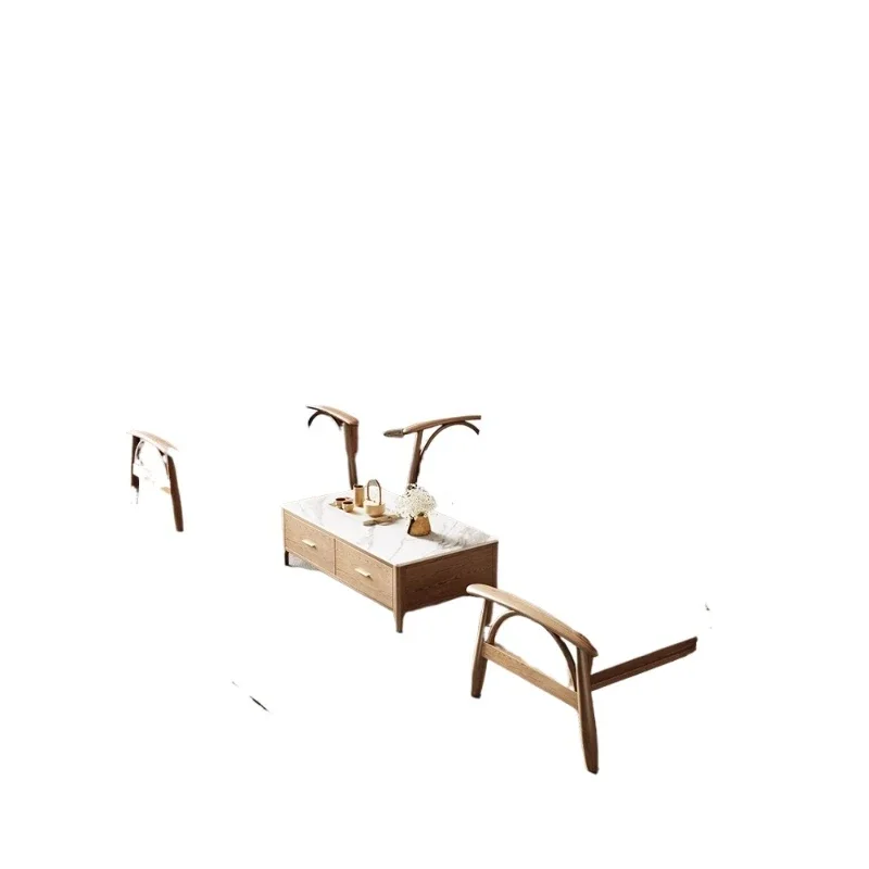 New Chinese-style solid wood sofa living room small apartment three-person technology cloth