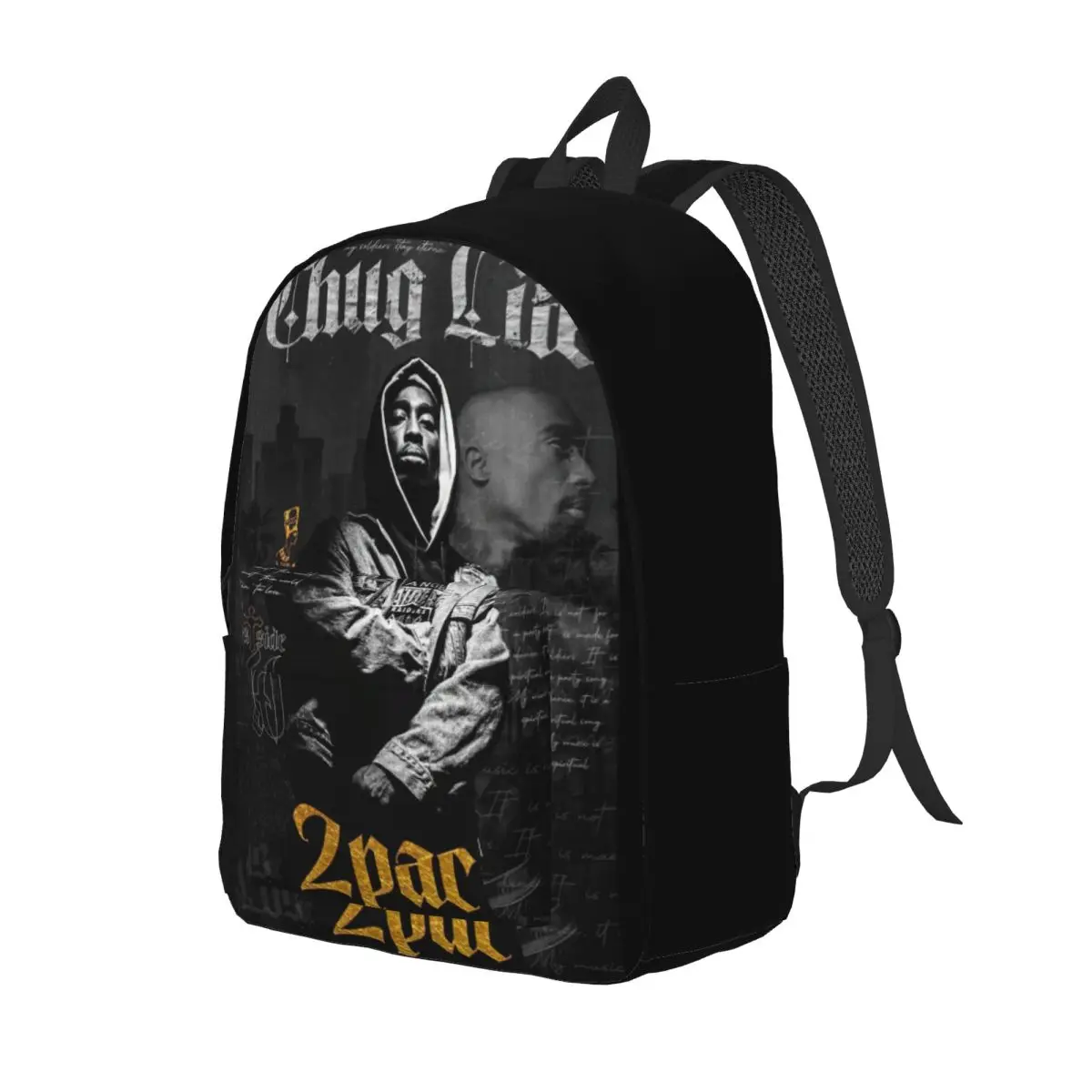 Tupac 2PAC ransel klasik musik Rap 90s Daypack Travel Hiking pelajar luar ruangan untuk pria wanita tas bahu kuliah