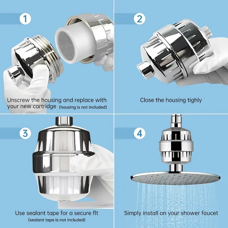 15/20/25/30 Stages High Output Hard Water Filter Replacement Cartridge Remove Heavy Metals Filtered Showers Headhower Head image 3
