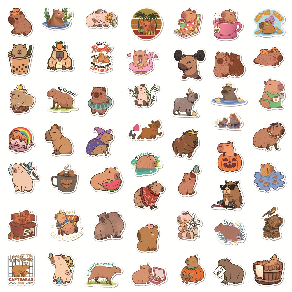 10/30/50PCS Cartoon Cute Capybara Stickers Funny Wall Decals Decoration Toy Gift DIY Suitcase Laptop Phone Car Animals Sticker