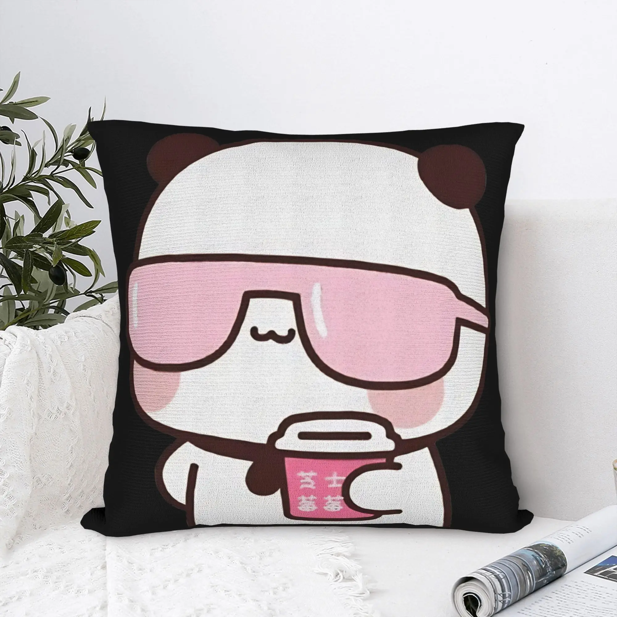 Pillow Case Cute Bubu Is Watching Movie With Dudu Print  Pillow Cover For Living Room Sofa Funny Pillowcases