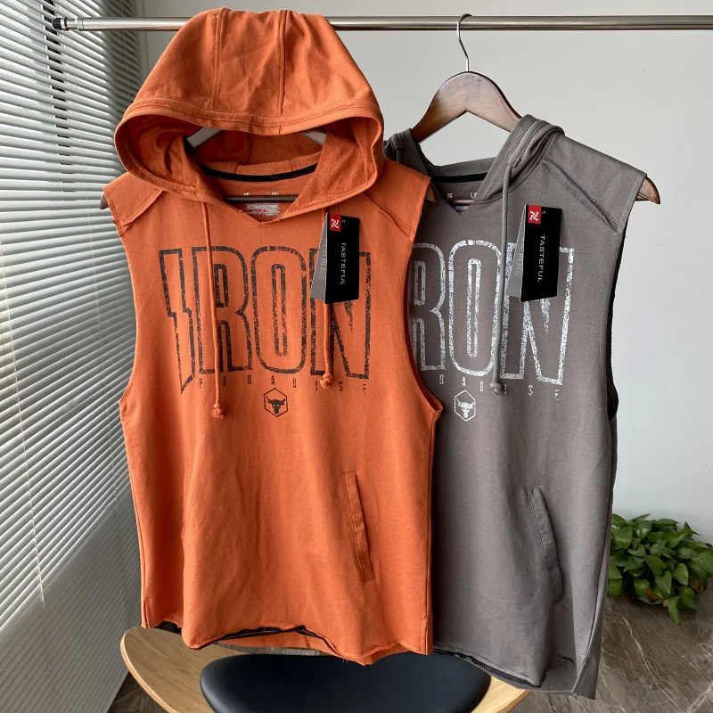 

Spor Summer Men's Vest Running Fitn Training Svel Hooded T-irt Stand Fit Youth Trend Casual Wear
