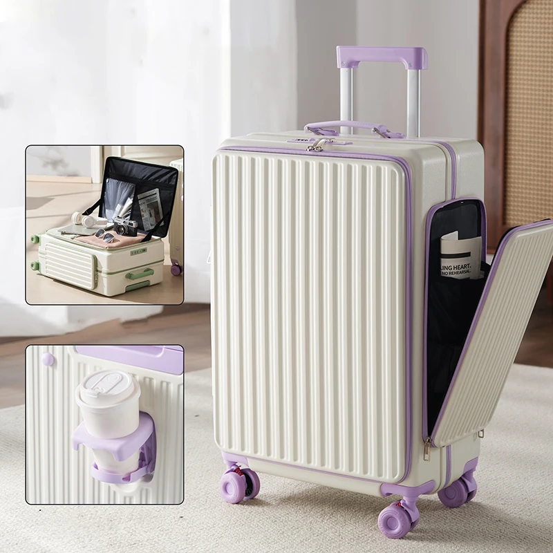 

20/24 inch Multifunctional Travel Suitcase Trolley Case Front-Opening Luggage PC Zipper Double Side Pockets Carry on Luggage