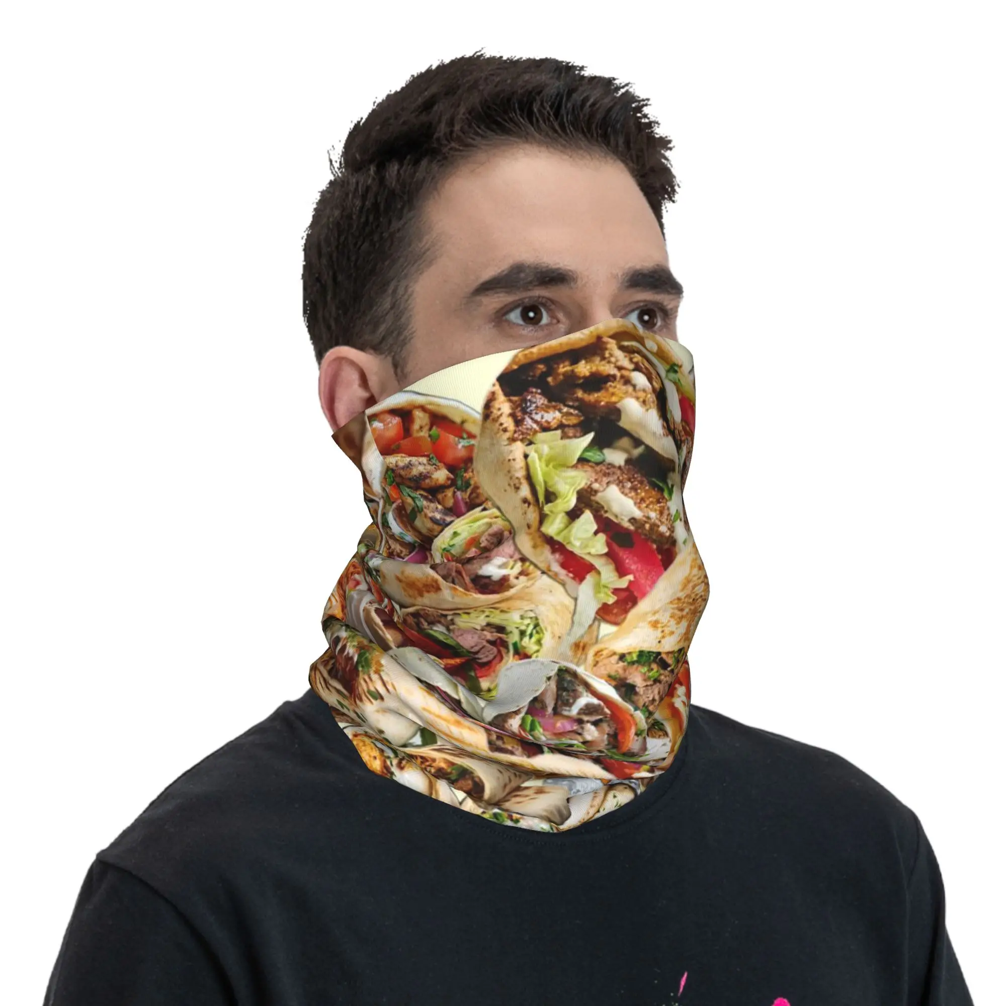 Kebab Fresh Ingredients Bandana Neck Cover Printed Face Scarf Cycling Scarf Riding for Men Women Adult Washable