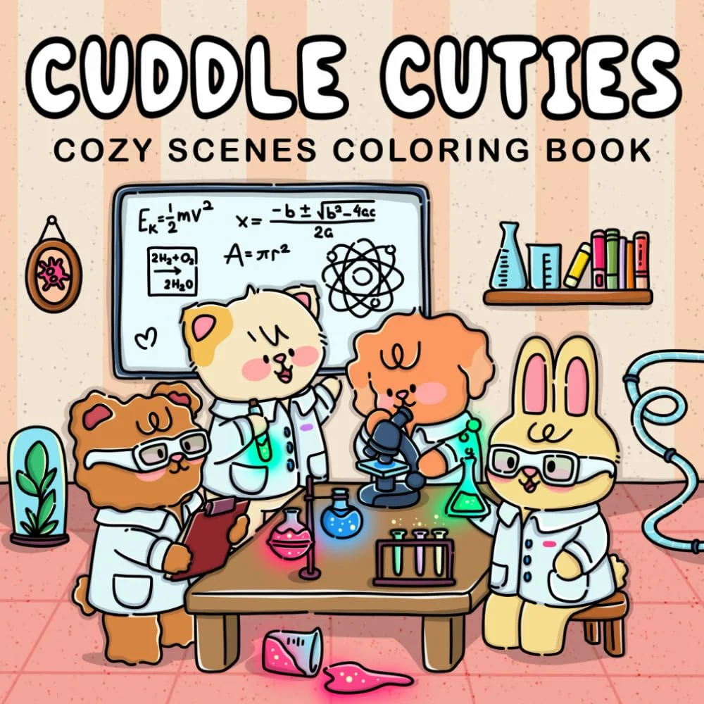 A Coloring Book With Cute Animals And Scientific Research Themes A Coloring Book For Adults To Relax And Unwind