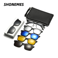 SHONEMES Magnetic Half Frame Sunglasses Clip On Polarized Driving Shades TR90 Outdoor Night Vision UV400 Eyewear for Men Women