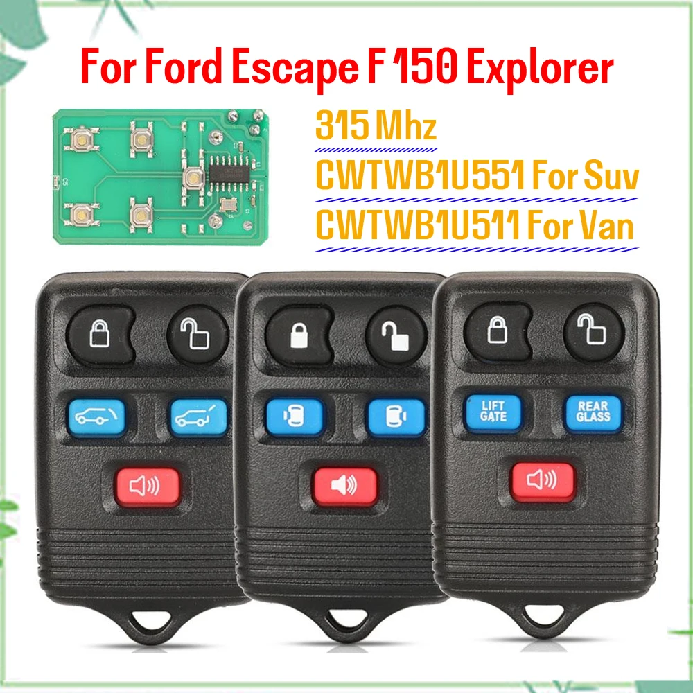 jingyuqin Neuer Fernbedienungs-Autoschlüssel für Ford Escape F 150 Explorer CWTWB1U345 CWTWB1U331 CWTWB1U212 GQ43VT11T Sender 315Mhz