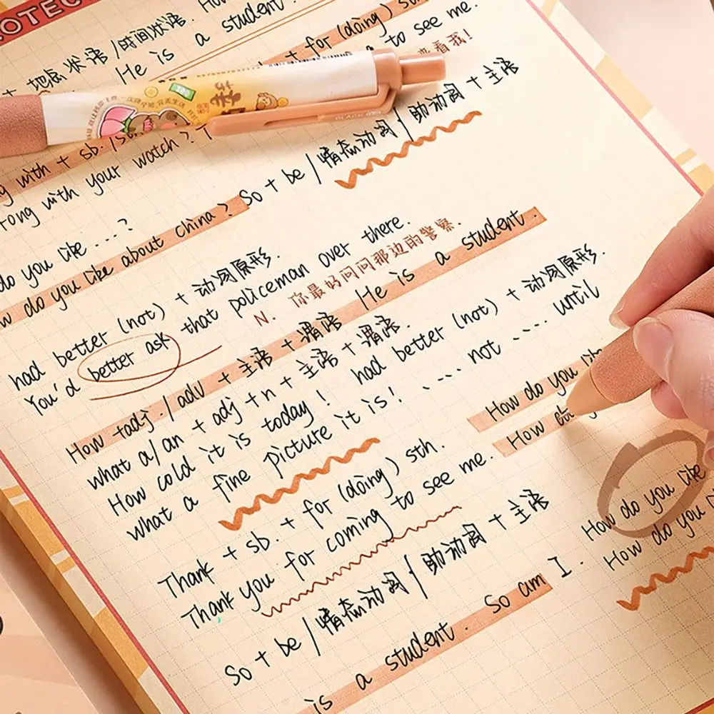 5PCS/Set Creative ST Tip Gel Pen Soft Grip Capybara Ballpoint Pen Press Type Non-repeating Neutral Pen Gift