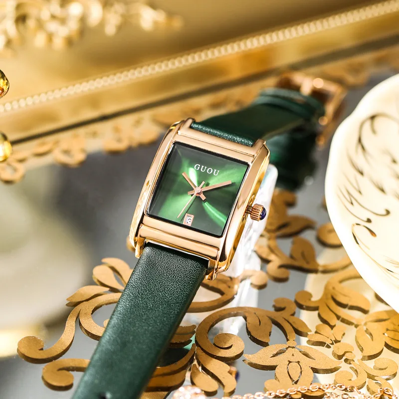 Women'S Watch With Calendar Function Square Dial Stylish And Minimalist Design.  Women'S Watch Series, A Perfect Gift For Women.