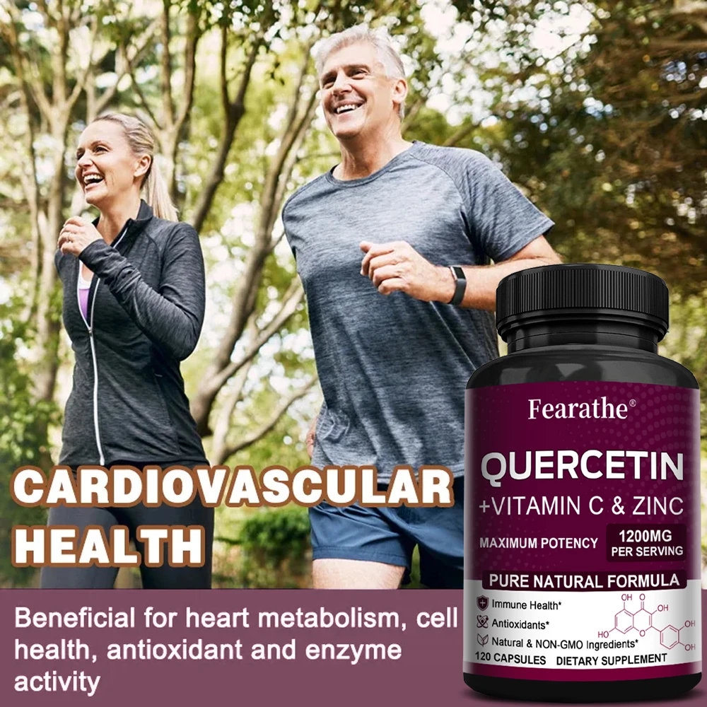 

Quercetin 1200mg with Zinc & Vitamin C Capsules - Immune, Antioxidant, Heart, Respiratory & Collagen Support Non-GMO 60 Capsules
