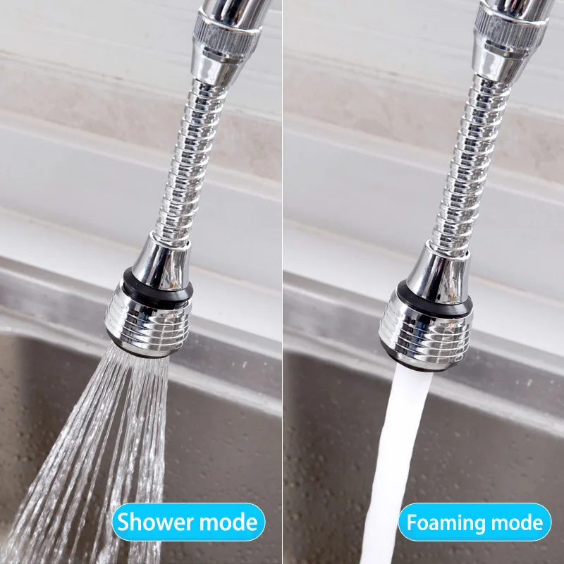 Stainless Steel Faucet Kitchen Sprinkler Water-Saving Device Lengthening Rotating Splash Proof Sprinkler Spray Extender  Bubbler