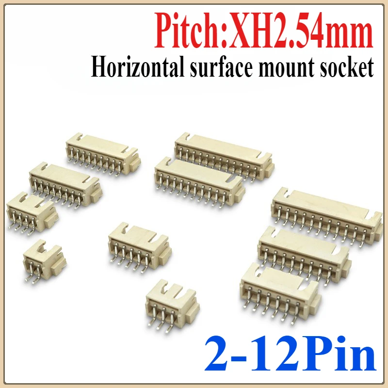 20Pcs Lying Sticker Xh2.54mm Pitch Horizontal Patch Socket 2P/3p4p/5P/6P/7p-12p Connector Terminal Connector Plug