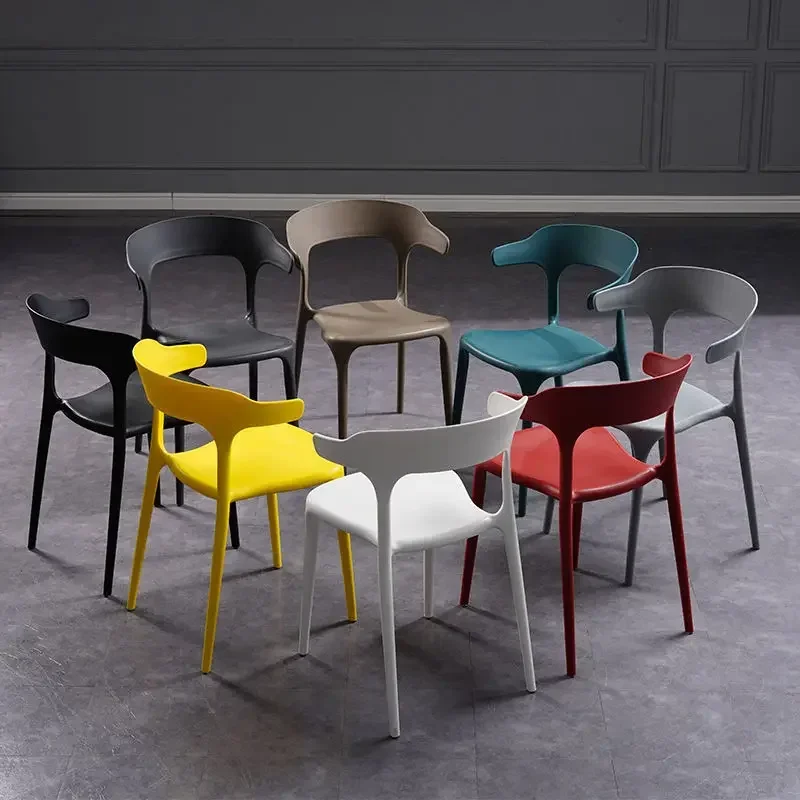 

Design Modern Nordic Plastic Dining Chairs Simple Backrest Dining Chairs Adult Thickened Leisure Silla Comedor Furniture QF50DC