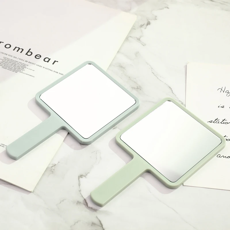 Eyelash Extensions Handheld Mirror Custom Logo Square Shape SPA Salon Personalized Compact Makeup Mirrors With Handle