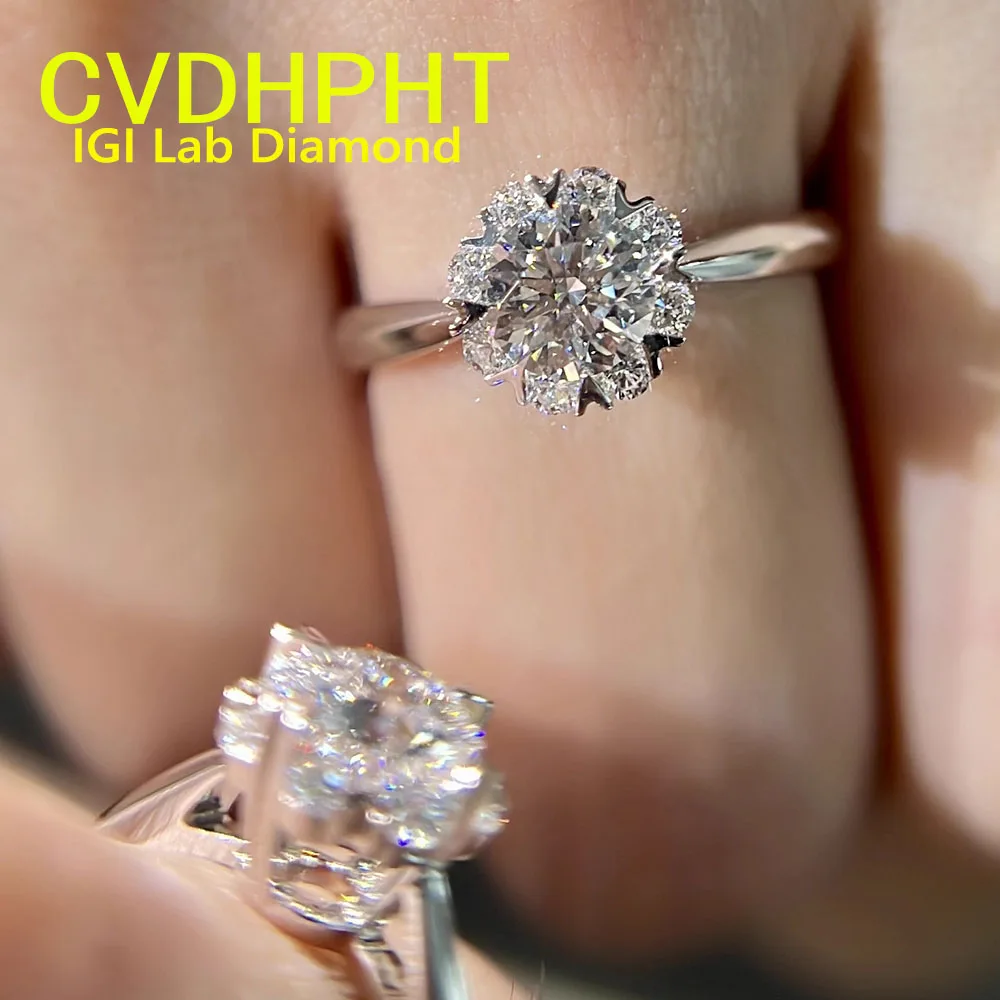 1 2 3 4 5 Ct customization14K white gold GIL& IGI grown dimaond ring IGI&GIL round shape D VS1 Wedding engagement ring
