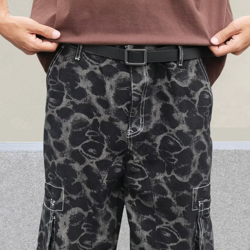 2025 Trashy Y2K Mode Schwarz Leopard Baggy Cargo Neue Jeans Hosen Für Männer 90S Vintage Kleidung Casual Baumwolle Hosen moda Hombre – Detail 11