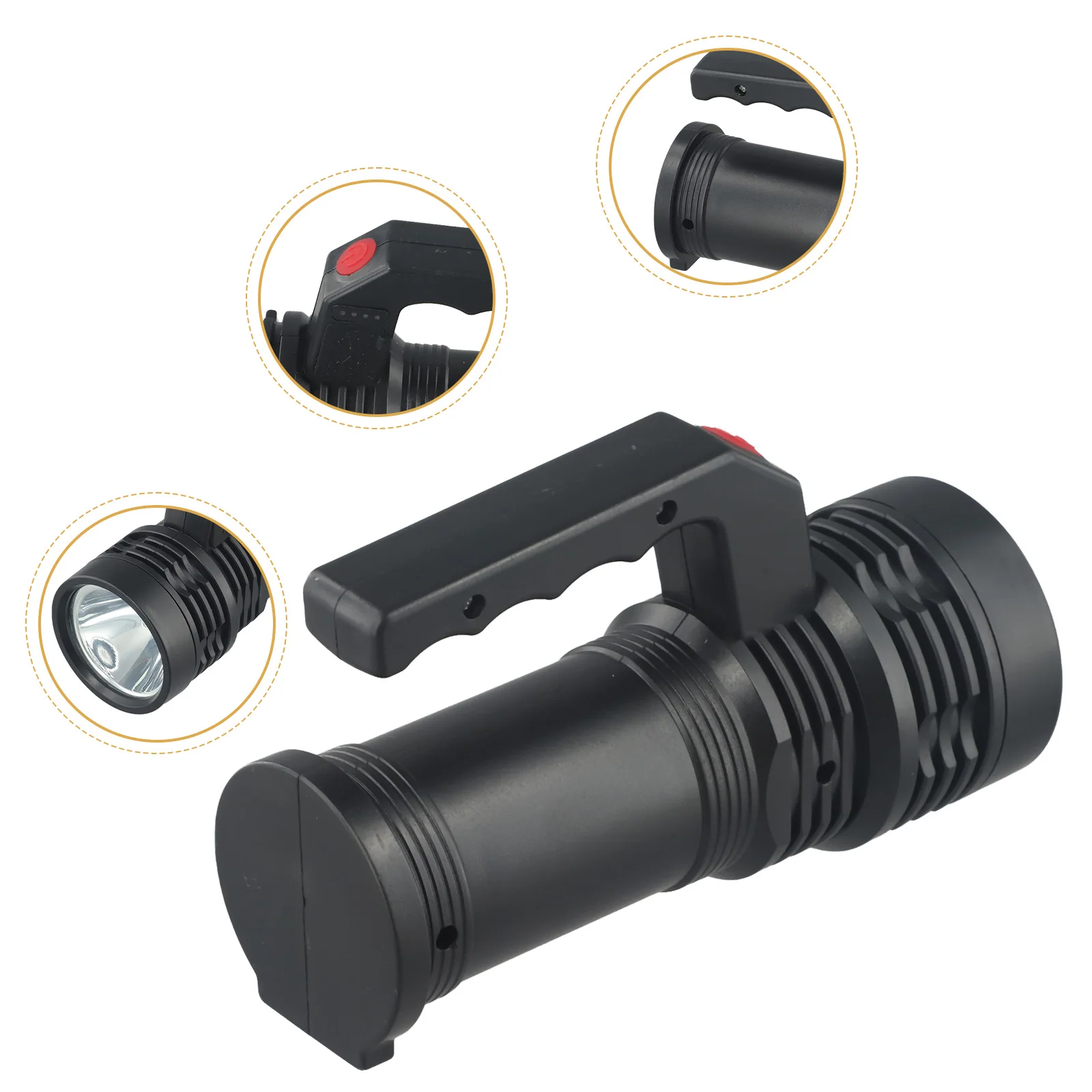 

Sailing Fishing Headlight Torch Flashlight Handheld ABS Black Shell Camping Rechargeable Spotlight White Light
