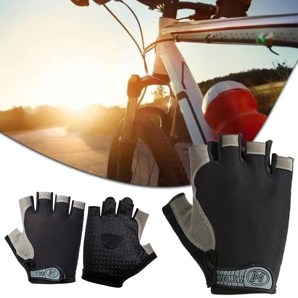 

1pair Half-finger Gloves Weightlifting Breathable Anti Gym Men Cycling Sports Fitness Sweat Wear-resistant Women Gloves Non V5H1