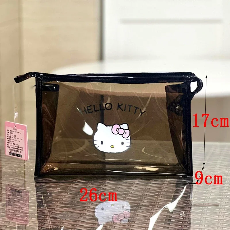 Hello Kitty Draagbare Doorzichtige Cosmetische Tas Hoge Capaciteit Melodie Reizen Strand Waszak Kuromi Make-Up Case Sanrio Tassen Voor Vrouwen Pu