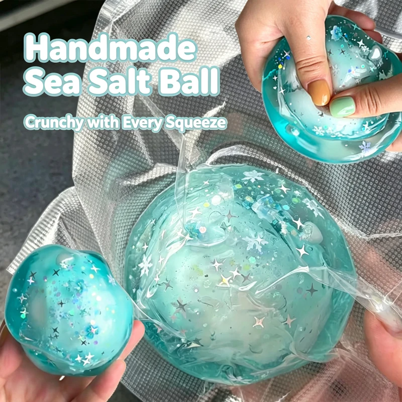 Crispy Sea Salt Ocean Sensory Sooth Fidget Knead Popping Crunch ASMR Sound Calm Squish Squeeze Toy for Focus Desk Accessory Gift
