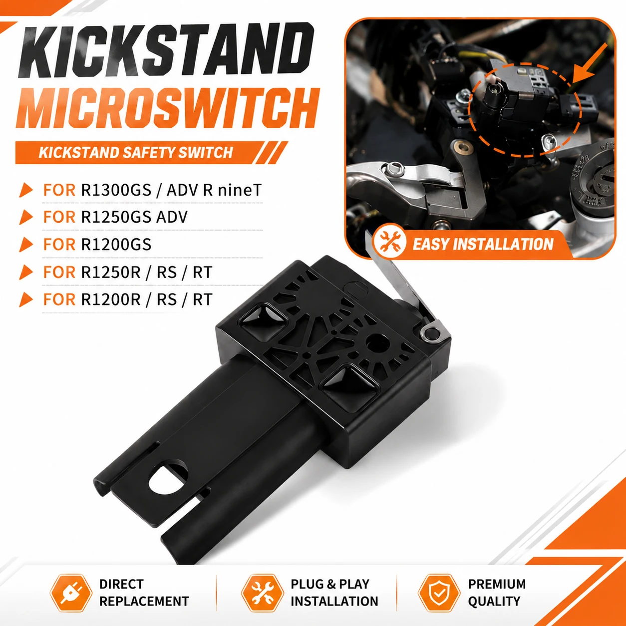 Motorcycle Clutch Control Microswitch Kickstand Switch For BMW R1300GS R1200GS R1250GS Adventure R1200RT R1200R R1250RS RnineT