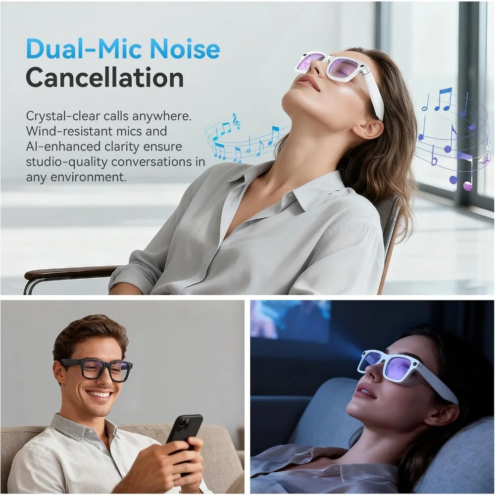 8MP 2K HD Camera Glasses: Voice Control, Photo Recognition, Real-Time Translation, Bluetooth Calling, IP67 Waterproof view 6