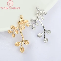 (1799)6PCS 21x32MM 24K Gold Color Plated Brass Tree Branch Charms Pendants High Quality Diy Jewelry Findings Accessories