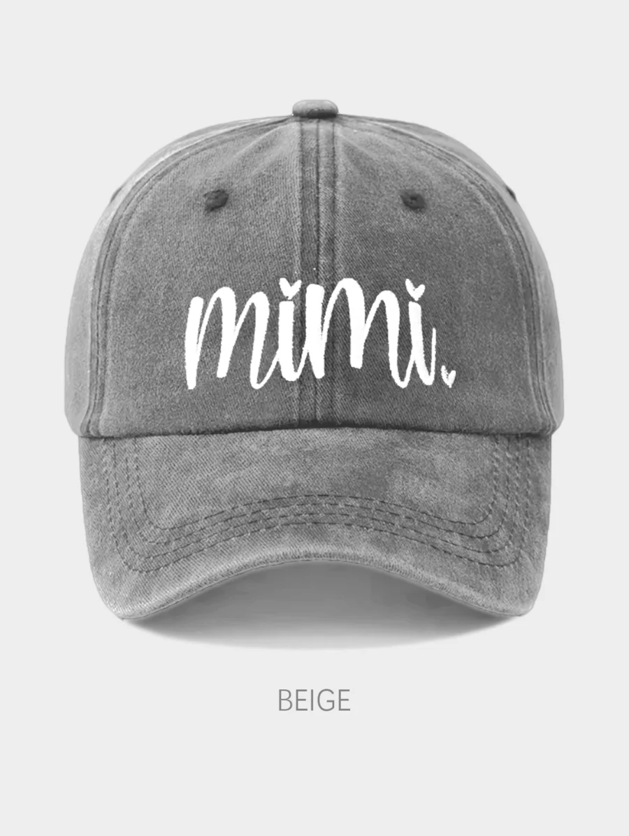 

Vintage Distressed Baseball Cap With Mimi Print Adjustable Casual Sun Hat For Adults