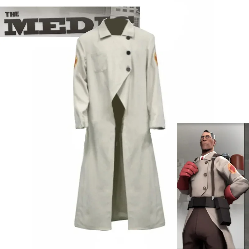 Game Team Fortress 2 Medic Cosplay Costume Red Cross Armband Doctor White Coat The Halloween Was Dressed As An Angel in White